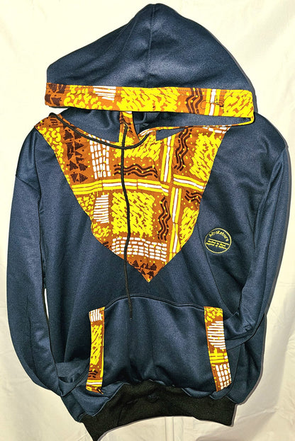 Navy Ankara-Accent Hoodie